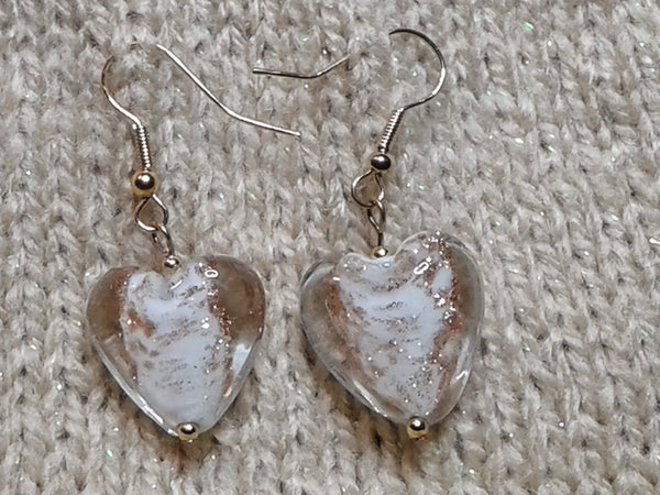 Gold and White Heart Earrings - Crafts Never Cease 